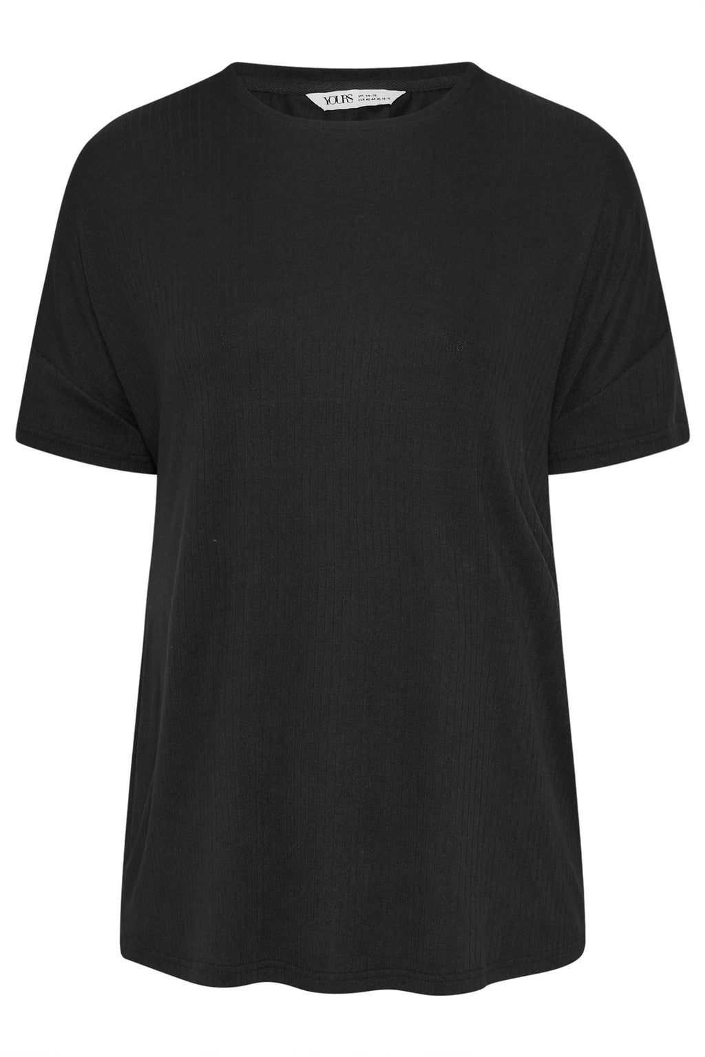  YOURS - Haut De Pyjama Noir Toucher Doux Nervuré Coupe Volantée