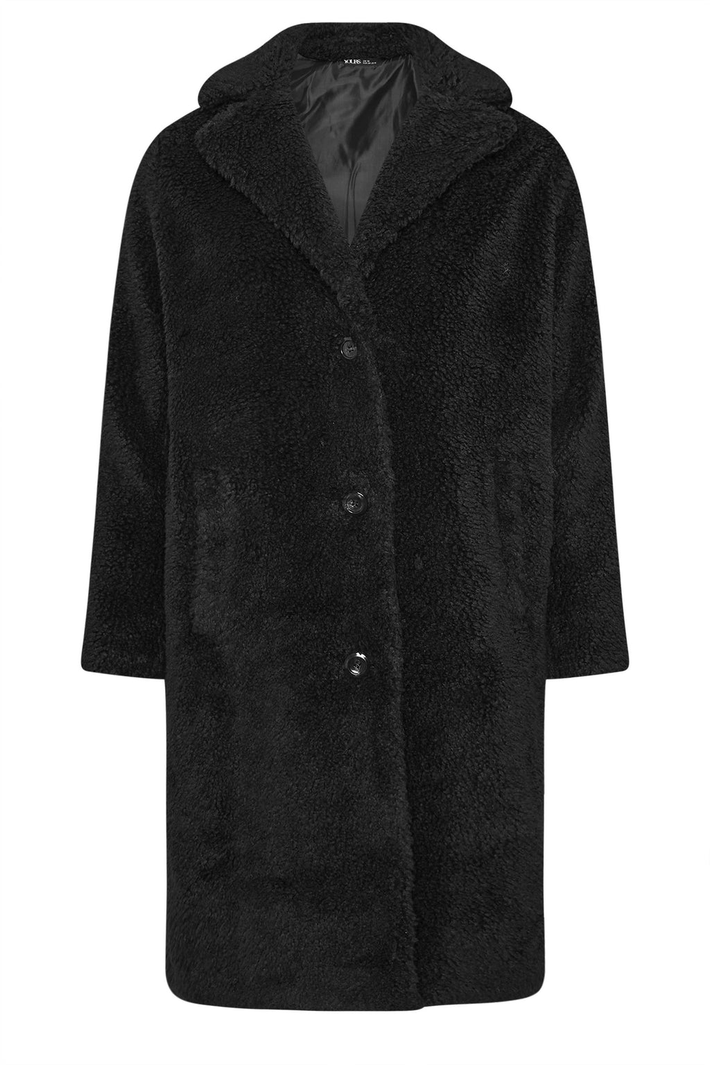  YOURS Curve Manteau Mi-long Noir En Imitation Peau De Mouton