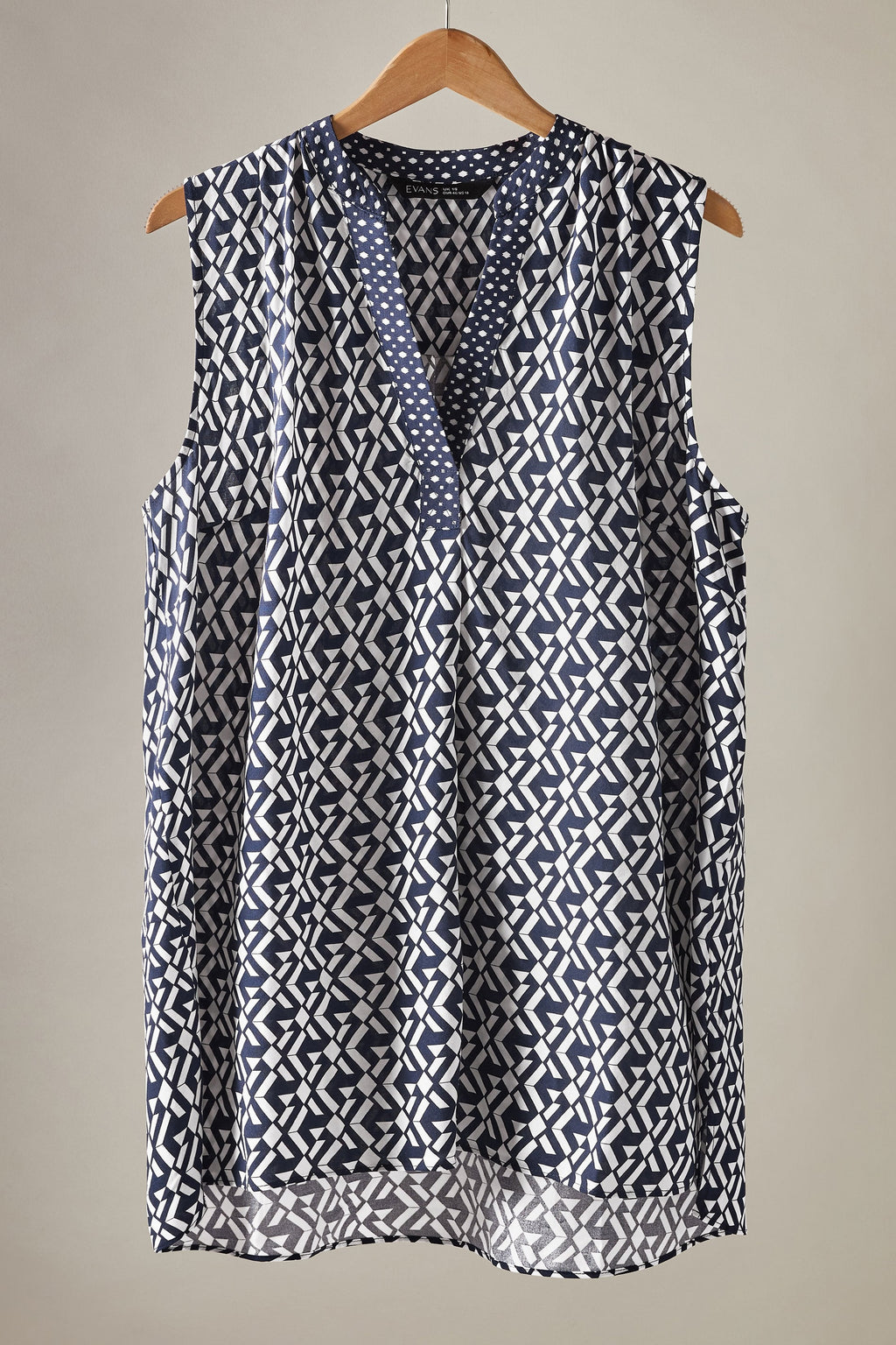  EVANS Curve Navy Blue Geometric Print Tunic