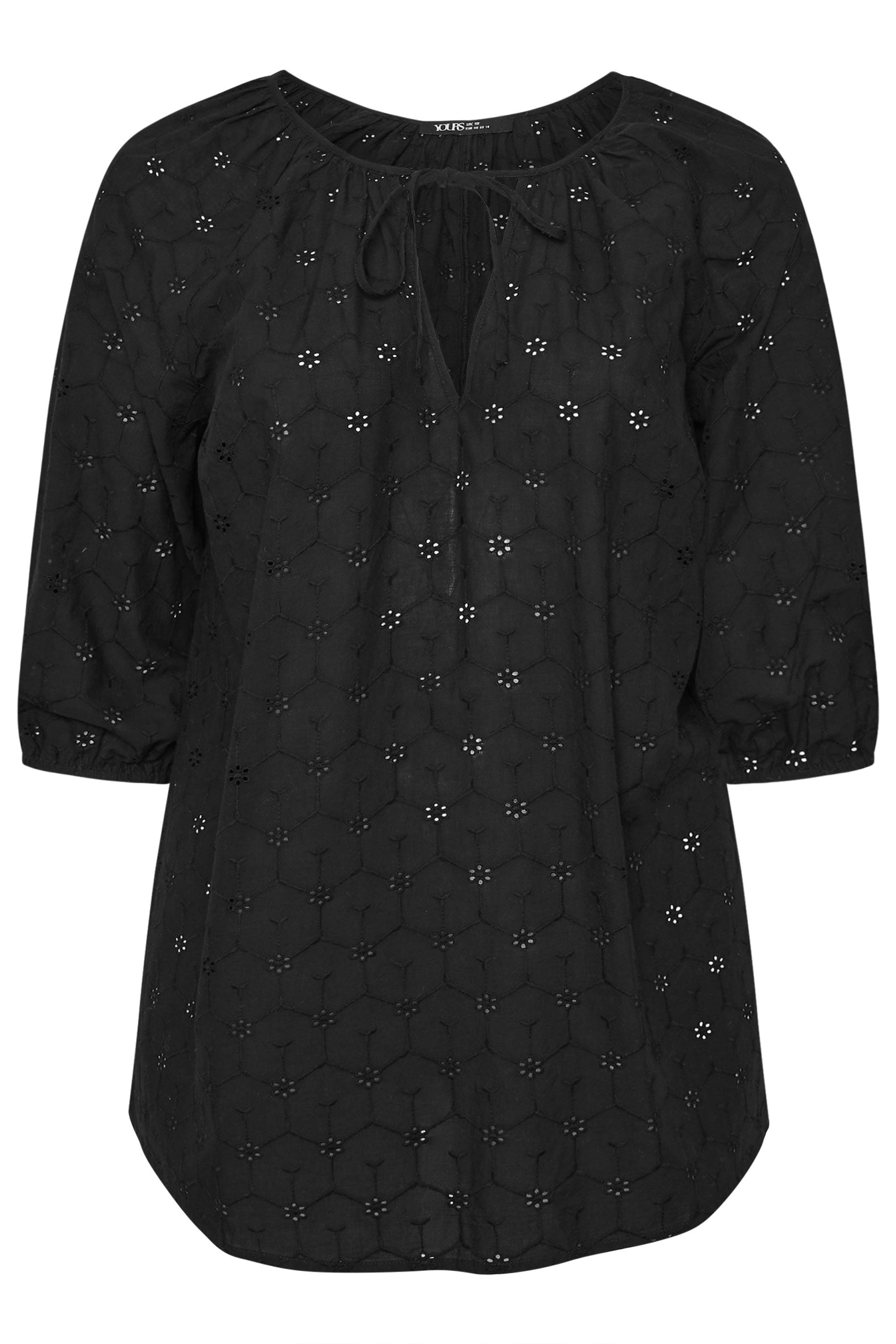  YOURS - Top Noir Broderie Anglaise Floral