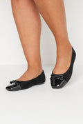  Ballerines Noires Carrées à Noeuds Vernies Pieds Extra Larges EEE