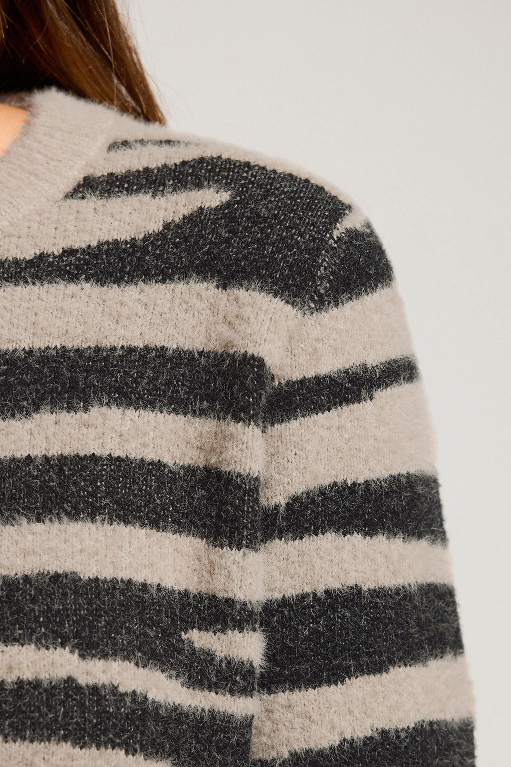  LTS Tall Beige Brown Knitted Zebra Print Jumper