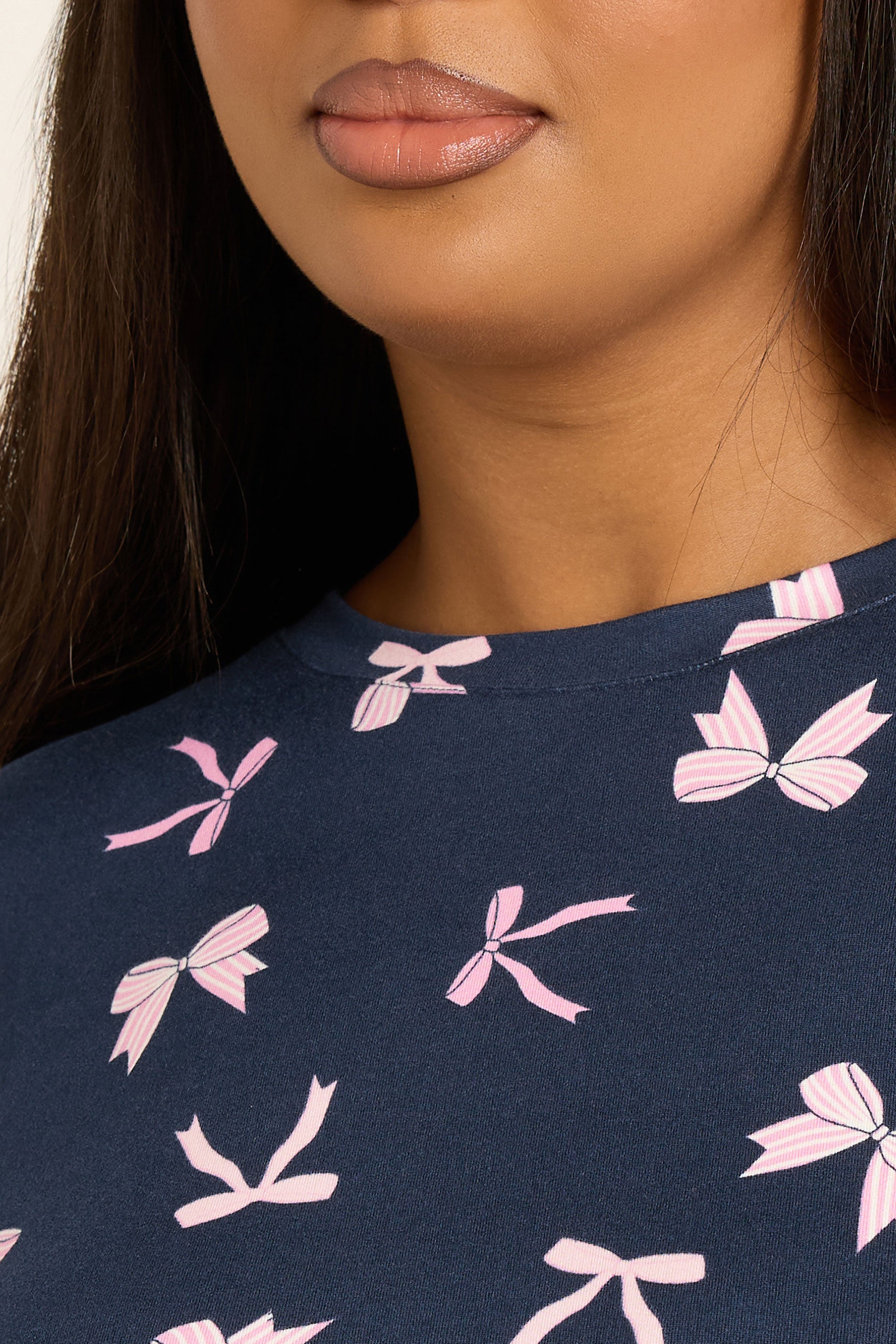  YOURS Curve Ensemble Pyjama Et Masque Pour Les Yeux Doux Au Toucher Avec Nœud Bleu Marine