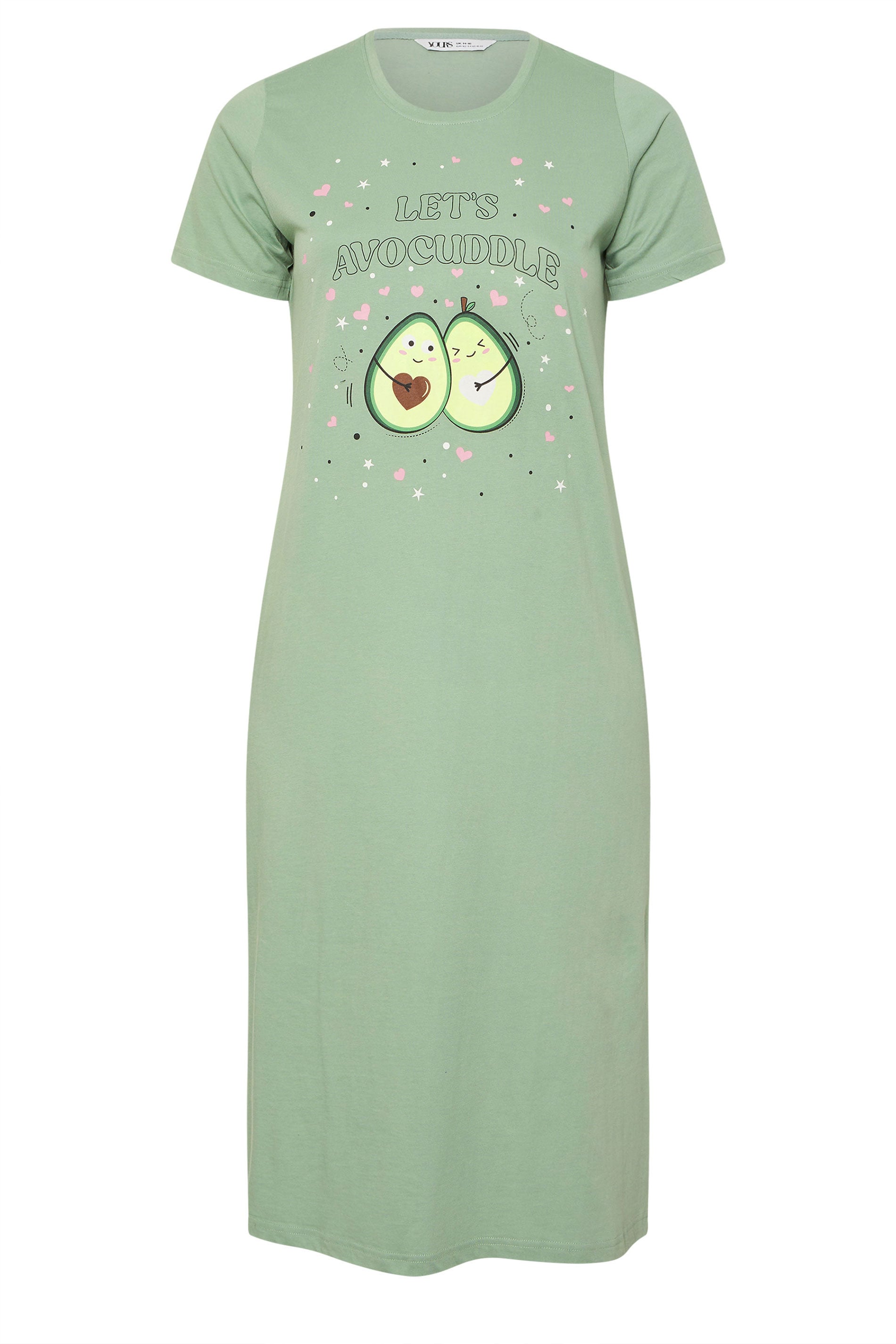  YOURS - Lot De 2 Chemises De Nuit Verte & Grise 'Let's Avocuddle'