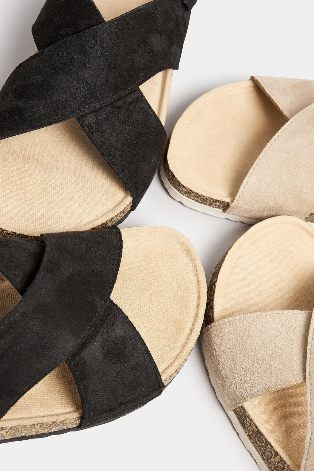  Sandales Noires Design Croisé Pieds Extra Larges EEE