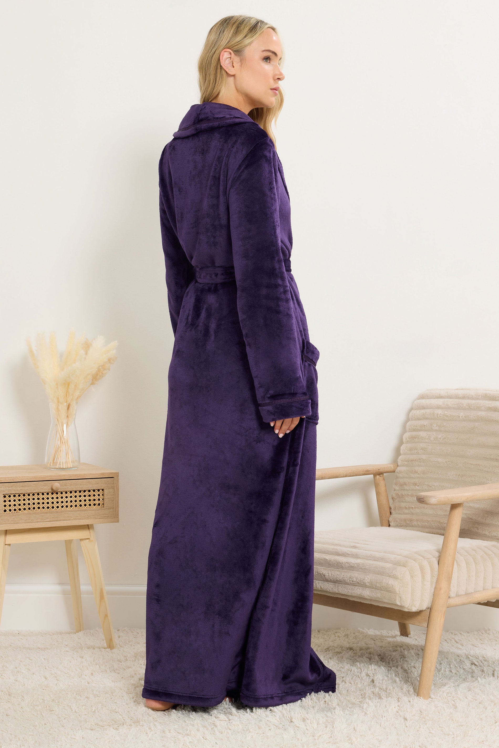  LTS Tall Purple Shawl Collar Maxi Dressing Gown
