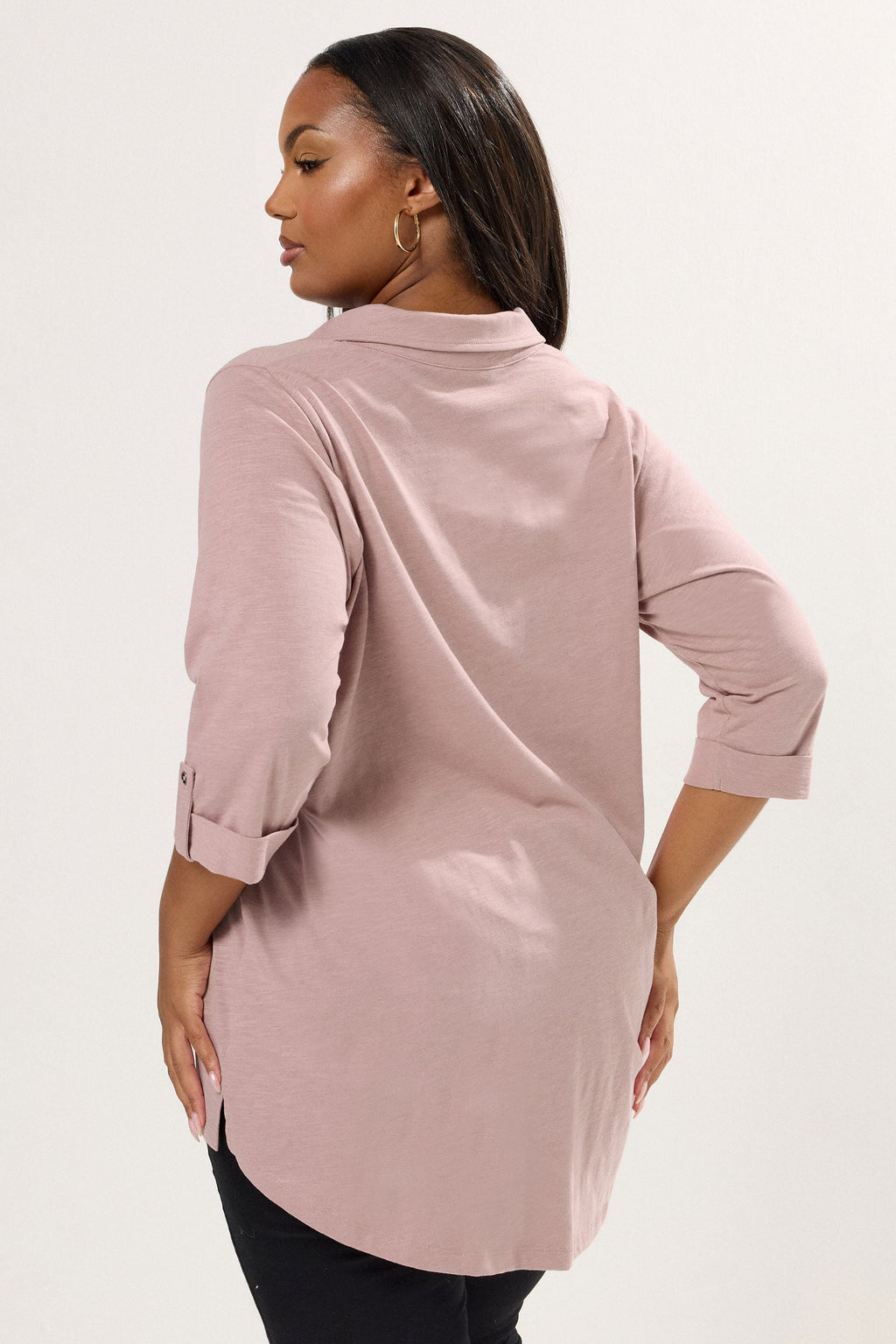  YOURS - Chemise à Patte De Boutonnage En Coton Rose