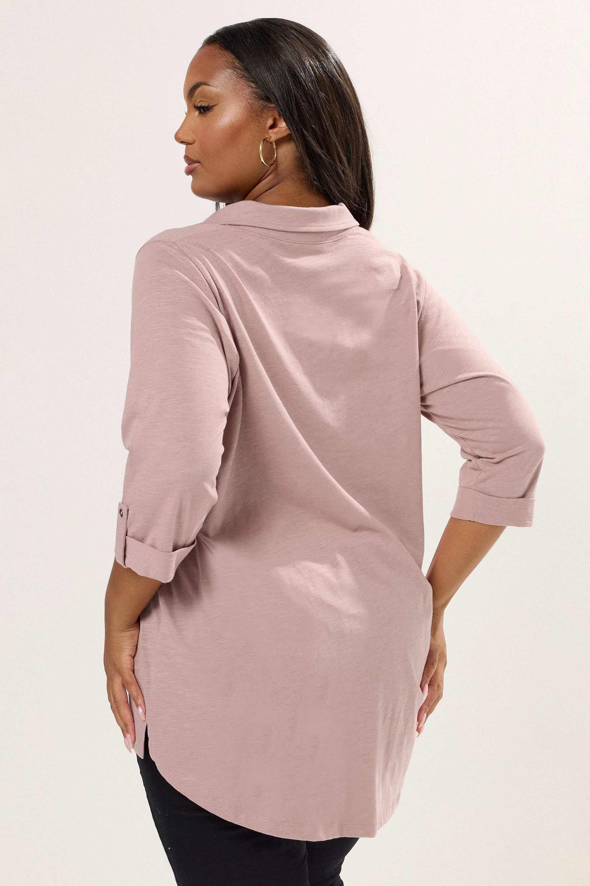  YOURS - Chemise à Patte De Boutonnage En Coton Rose