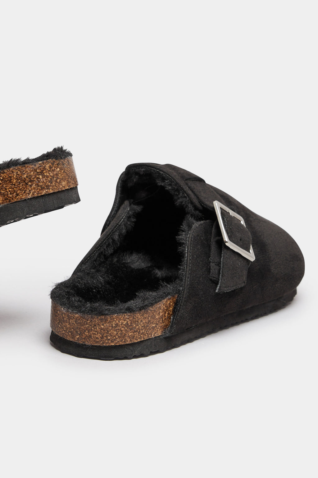  Sabots Noirs Fausse Fourrure Pieds Extra Larges EEE