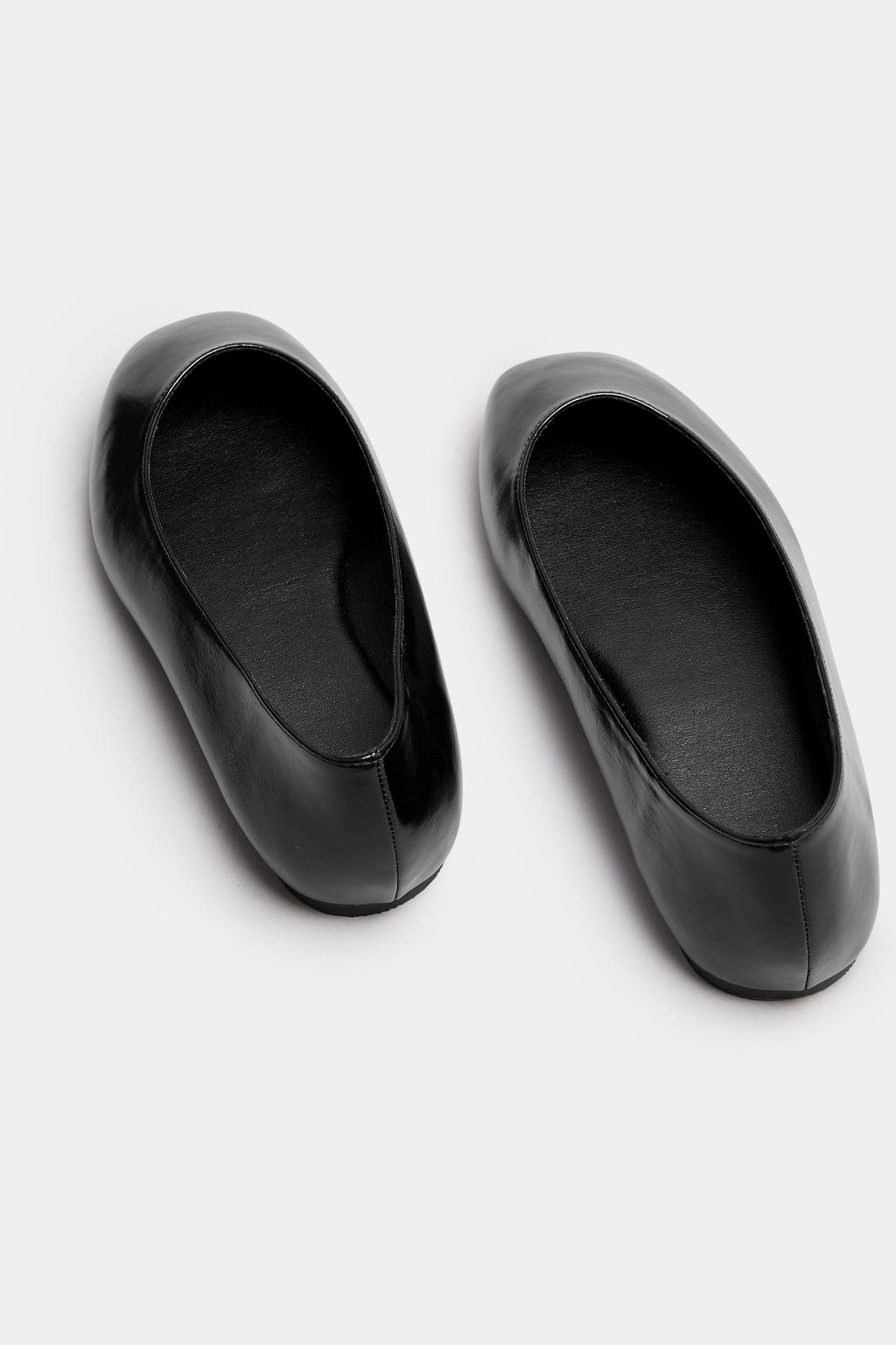  Ballerines à Bout Carré En Similicuir Noir, Coupe Extra Large EEE