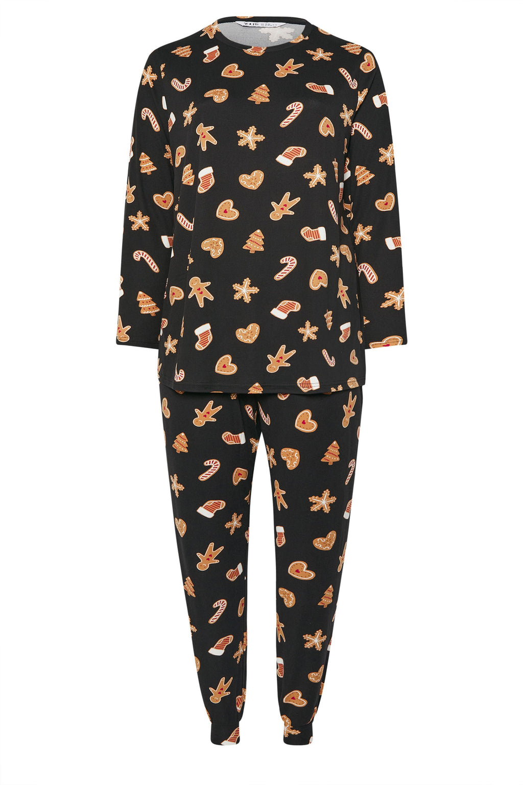  YOURS Curve Coffret Cadeau Pyjama Doux Au Toucher En Pain D'épices Noir
