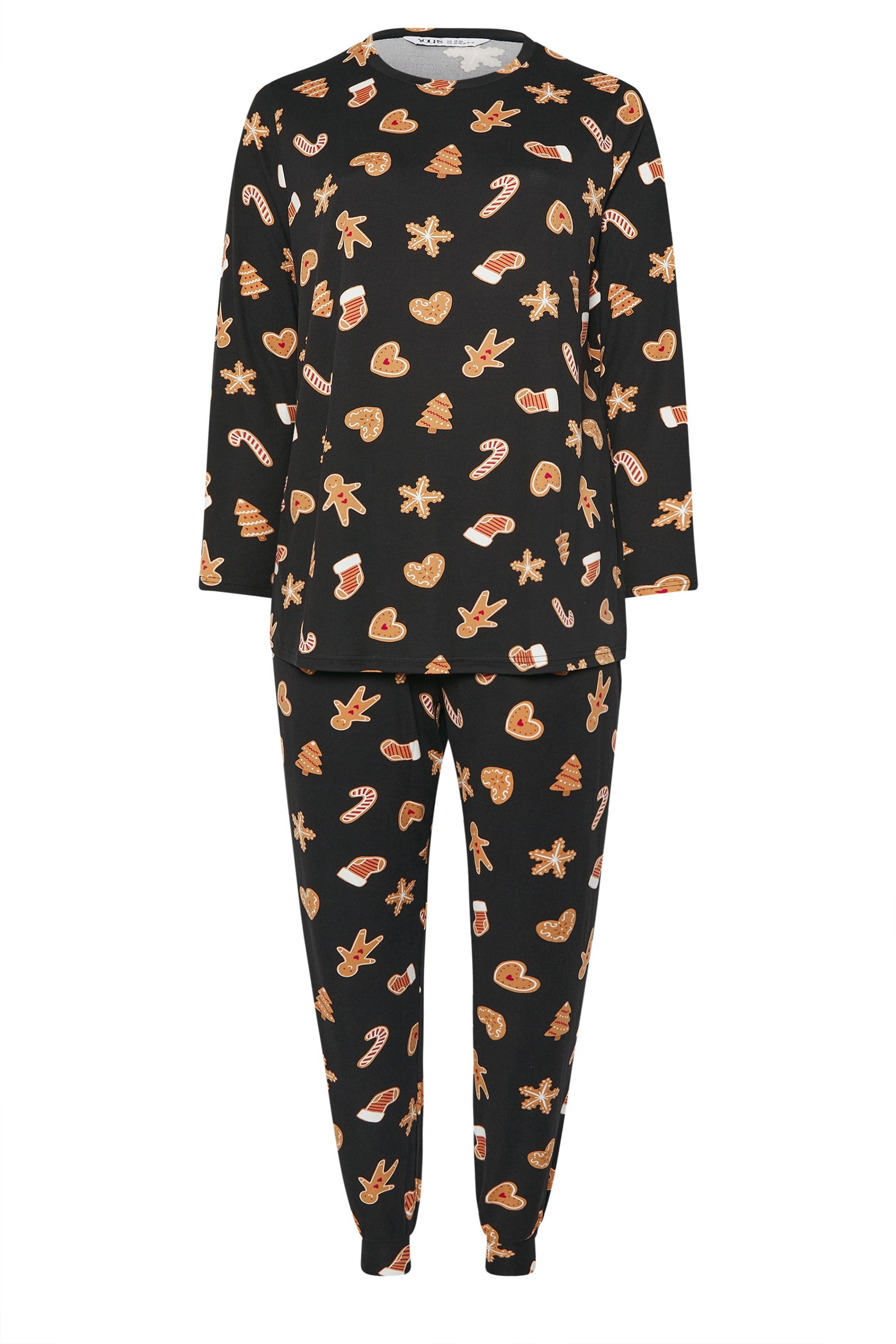  YOURS Curve Coffret Cadeau Pyjama Doux Au Toucher En Pain D'épices Noir