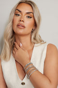  Silver Tone Diamante Stretch Statement Bracelet