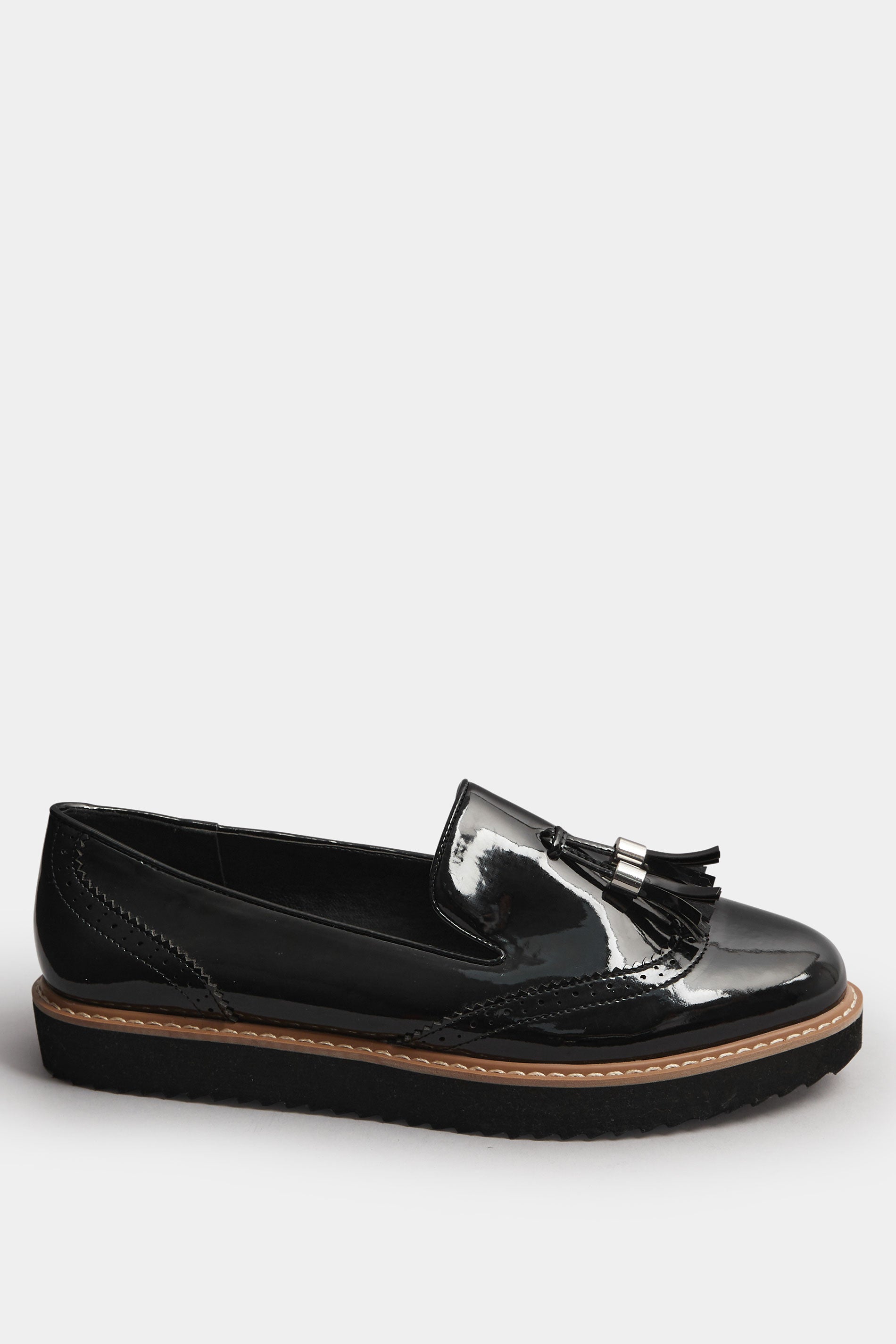  LTS Black Patent Tassel Slip-On Loafers In Standard Fit
