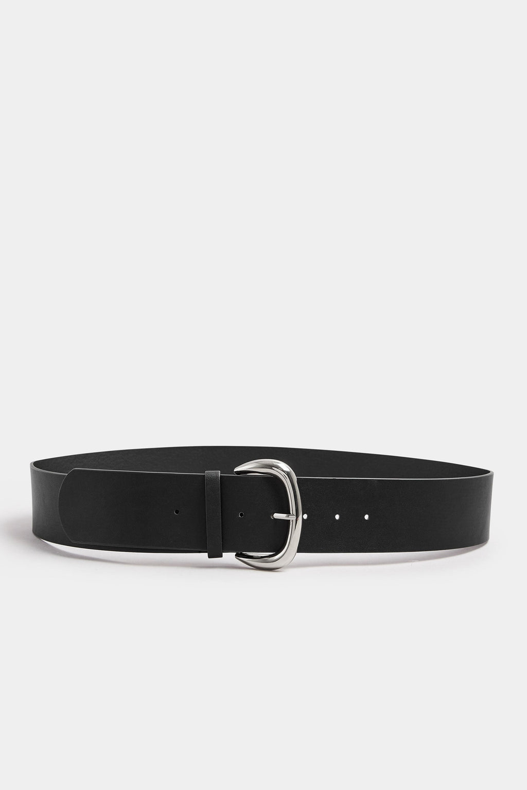  Black Faux Leather Wide Buckle Belt