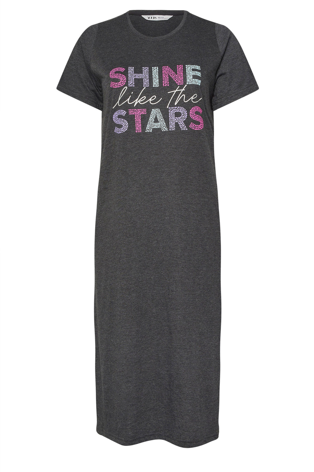  YOURS Curve Lot De 2 Chemises De Nuit Grises « Shine Like The Stars » Midaxi