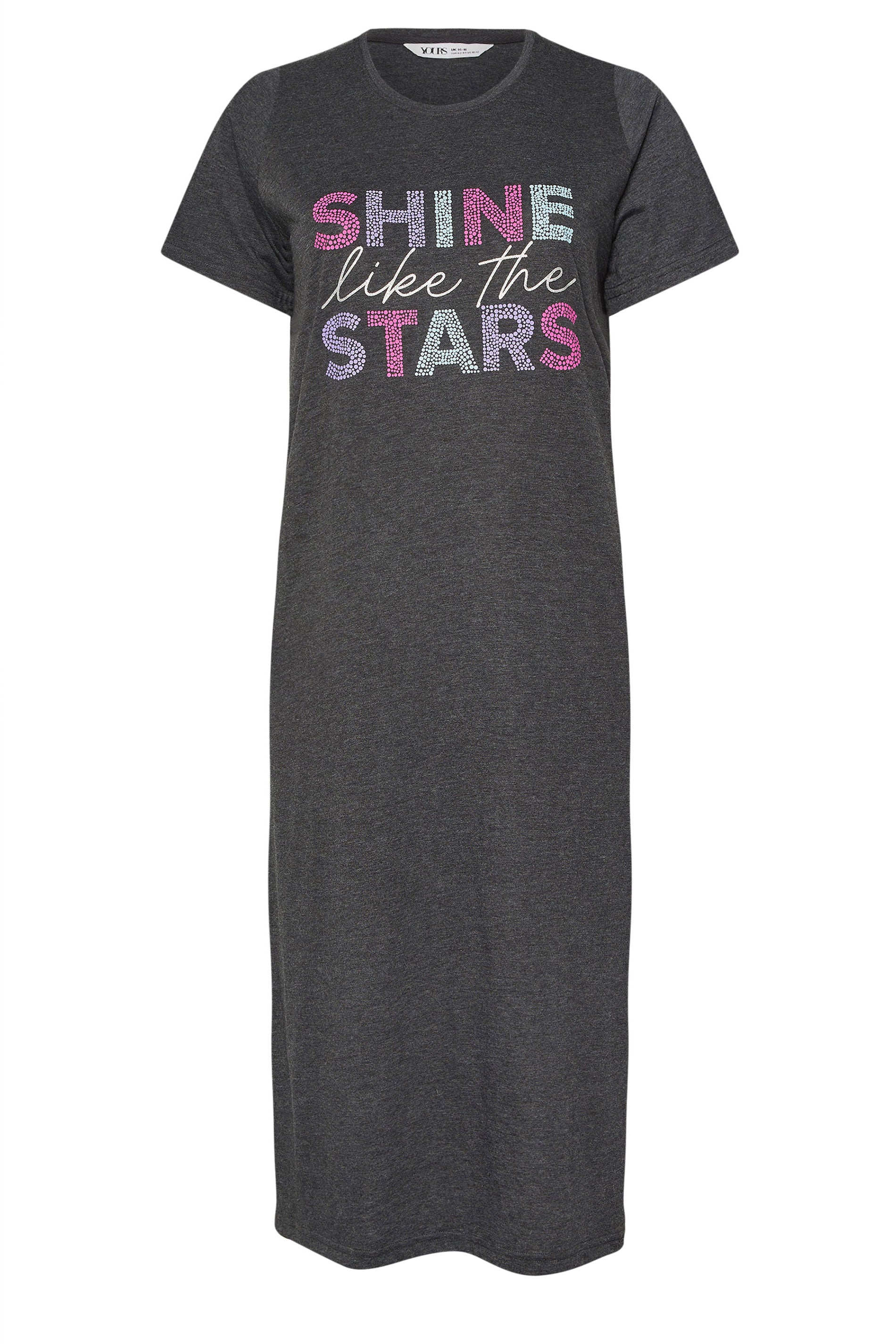  YOURS Curve Lot De 2 Chemises De Nuit Grises « Shine Like The Stars » Midaxi