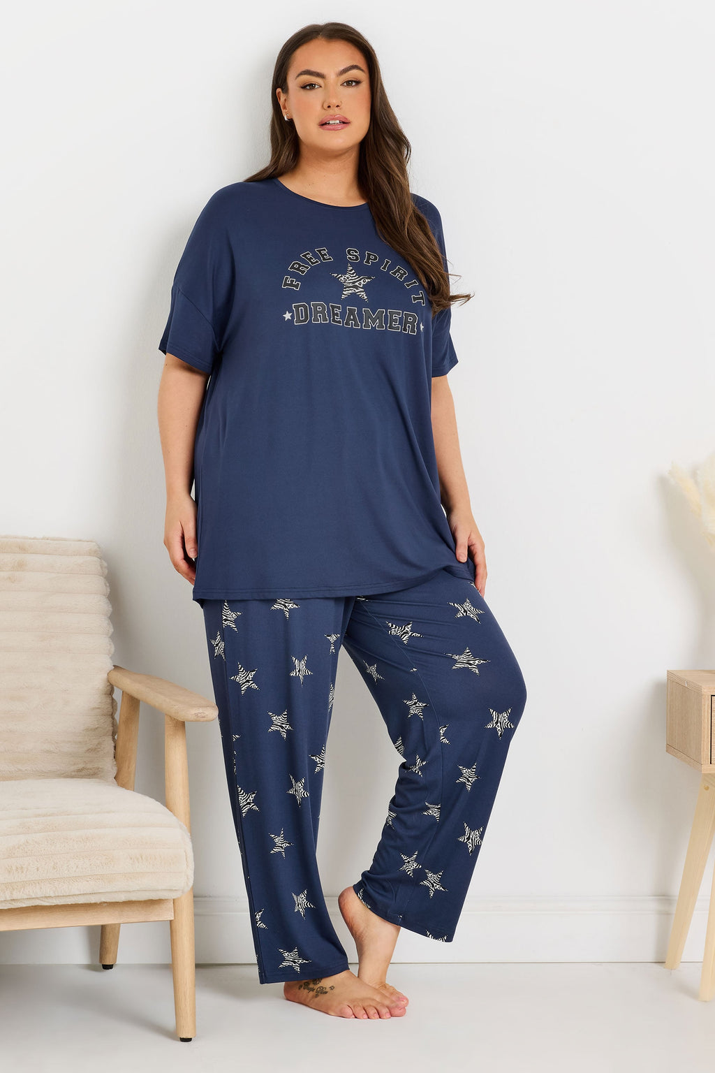  YOURS - Ensemble De Pyjama Bleu Marine 'Free Spirit Dreamer'