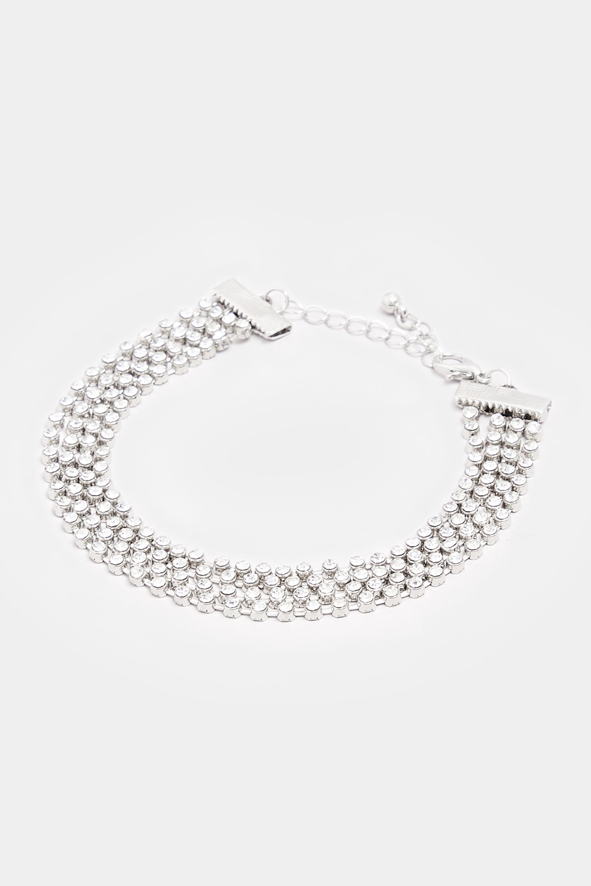  Bracelet Multicouches En Diamant Argenté