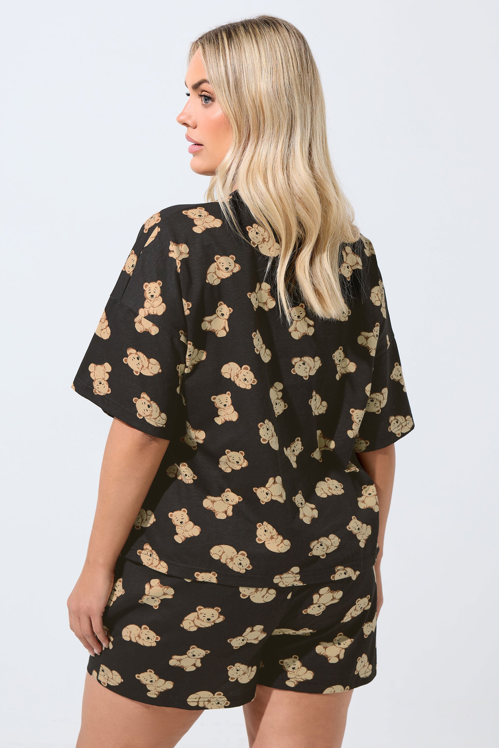  LIMITED COLLECTION Curve Ensemble Pyjama Court Imprimé Teddy Noir