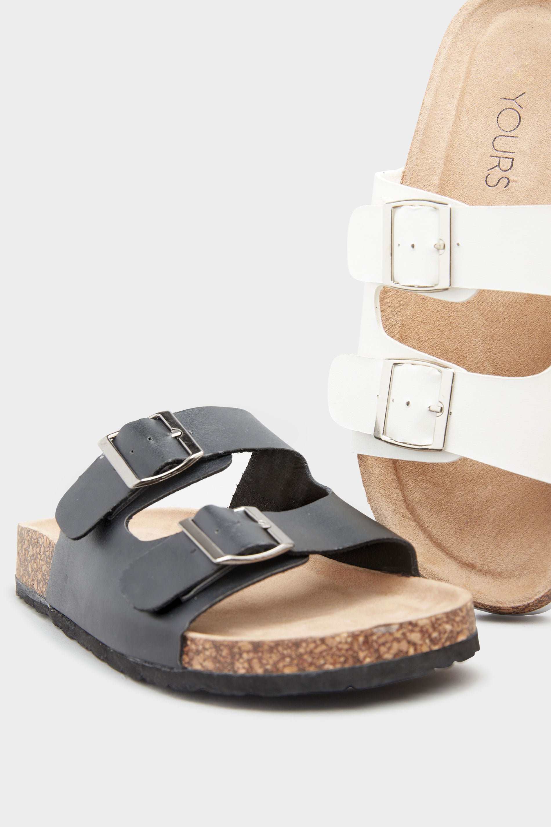  Sandales Noires à Boucles Pieds Larges EEE