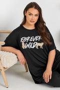  YOURS - Haut De Pyjama Noir 'Forever Wild' En Jersey
