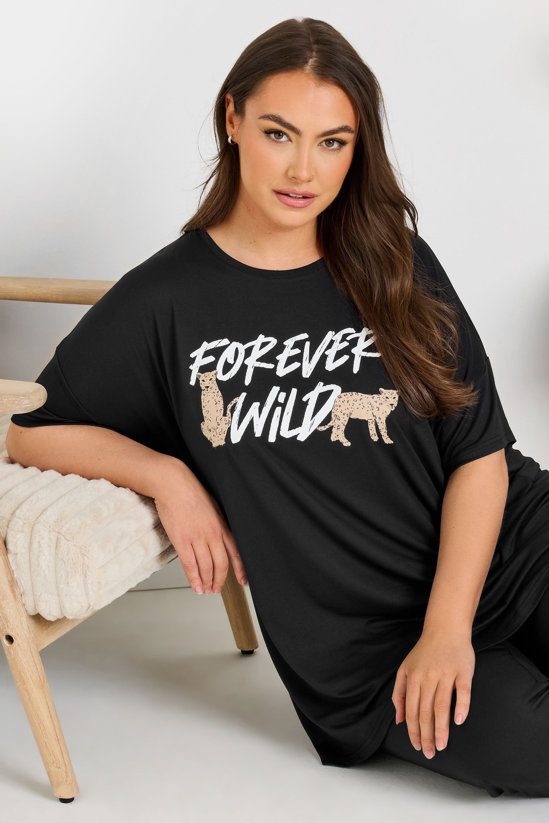  YOURS - Haut De Pyjama Noir 'Forever Wild' En Jersey