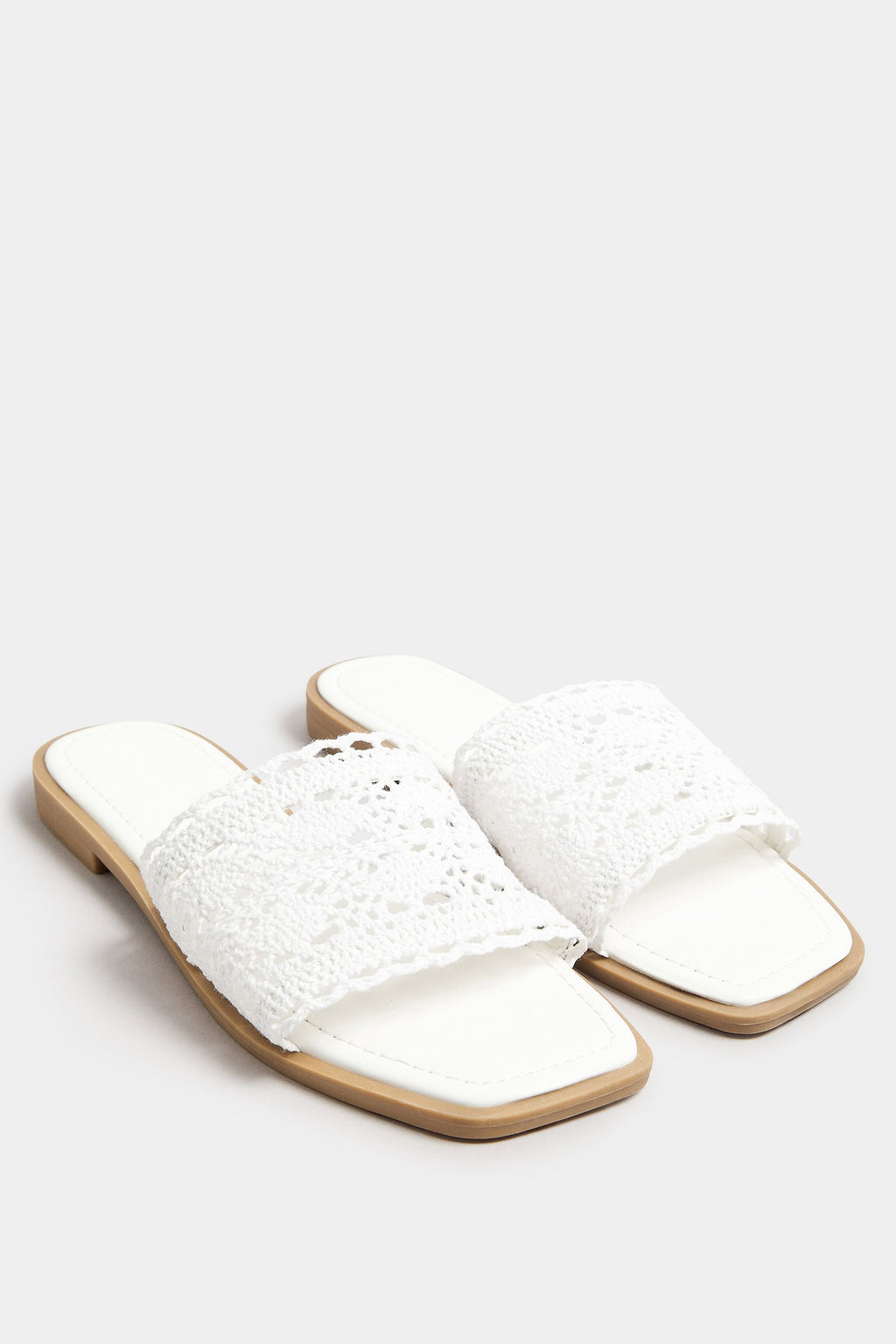 Mules Blanches En Crochet Pieds Extra Larges EEE