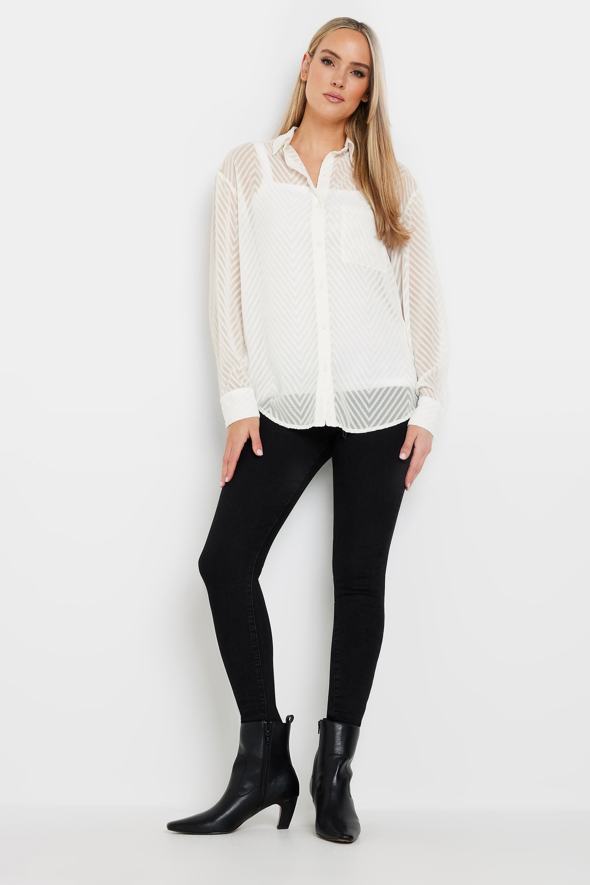  LTS Tall White Shadow Stripe Long Sleeve Shirt