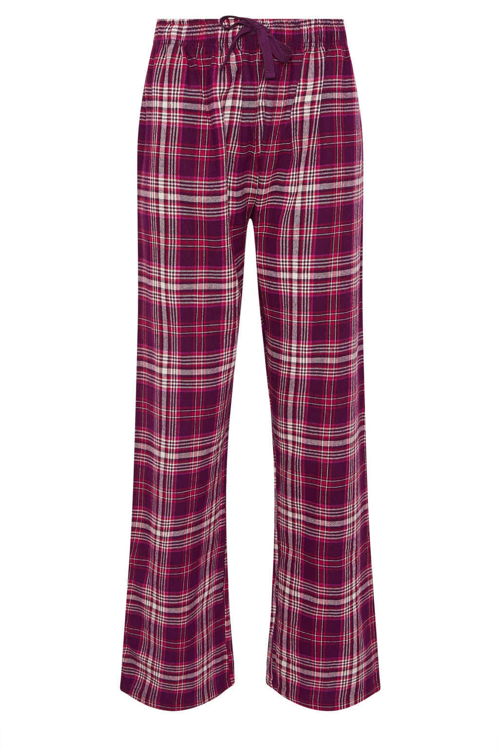  LTS Tall Burgundy Red Cotton Check Pyjama Bottoms