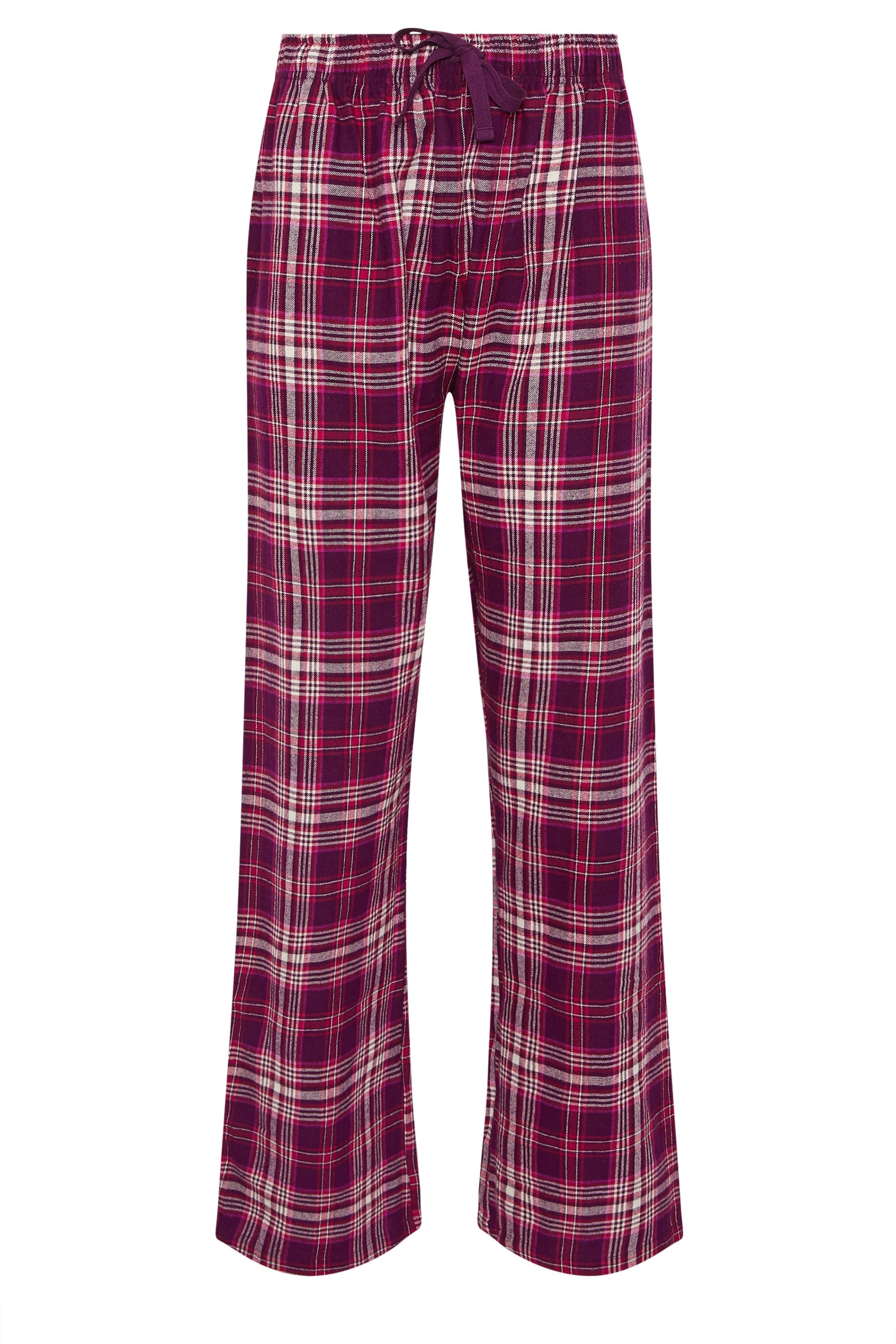  LTS Tall Burgundy Red Cotton Check Pyjama Bottoms