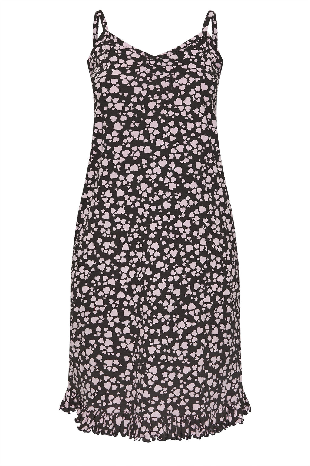  YOURS - Chemise De Nuit Rose & Noire Design Coeurs