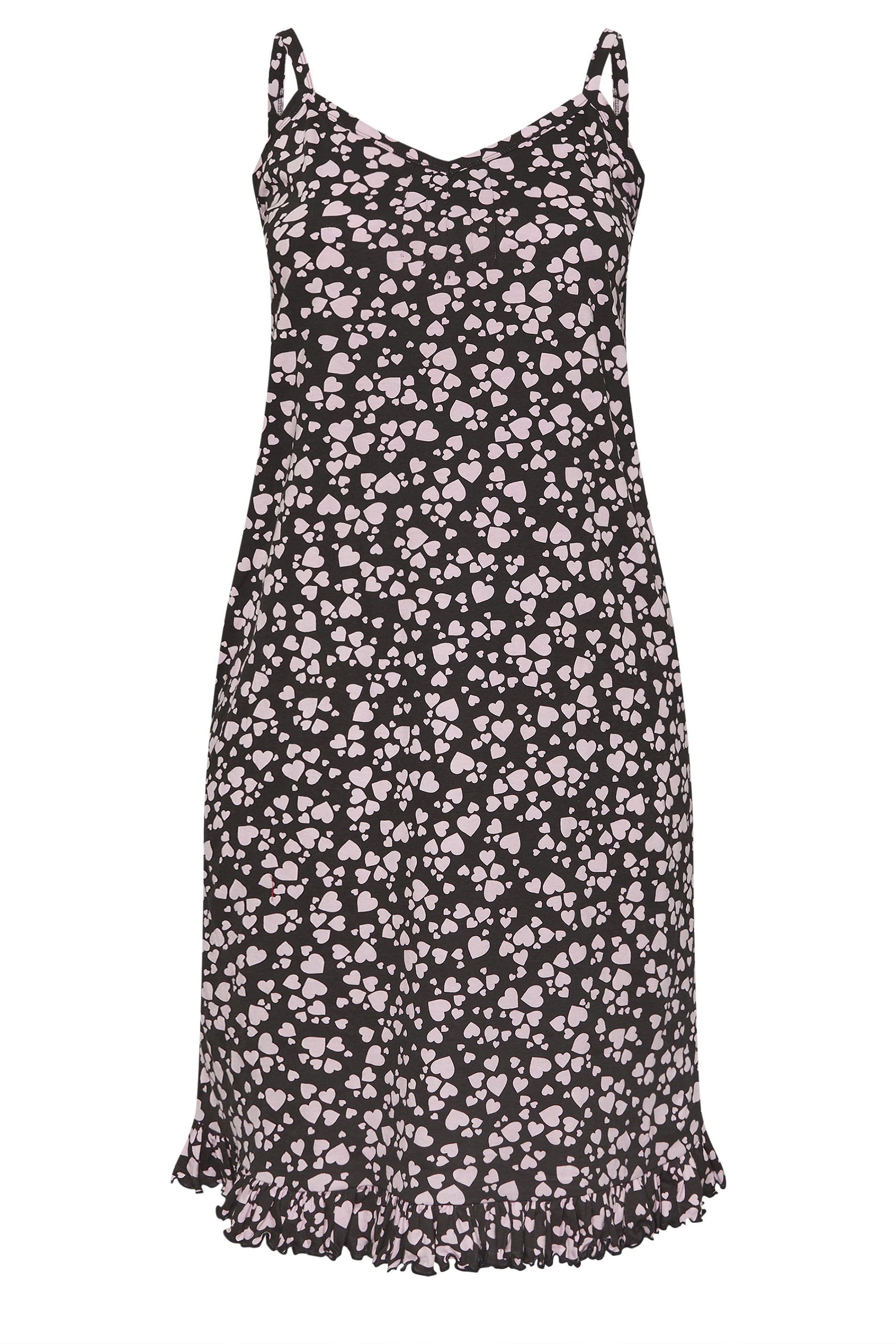  YOURS - Chemise De Nuit Rose & Noire Design Coeurs