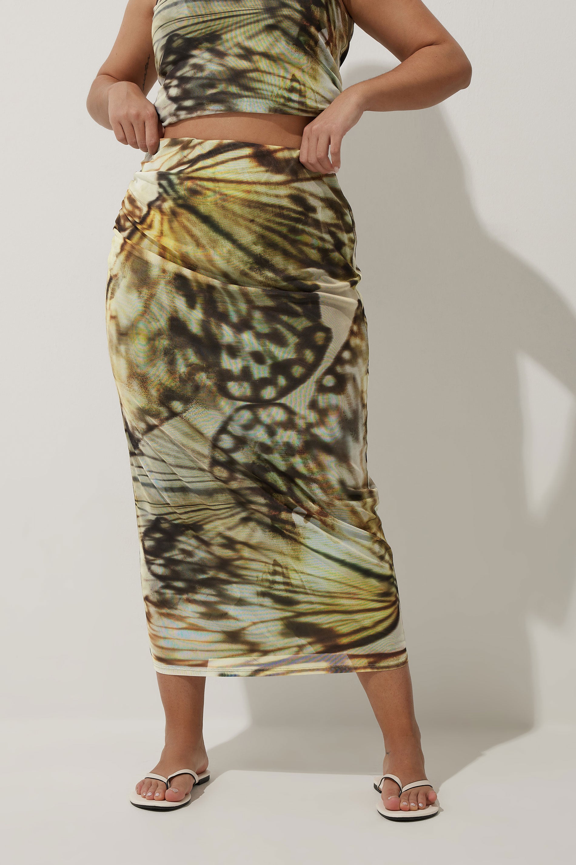  LIMITED COLLECTION - Jupe Midaxi Verte Papillon En Filet