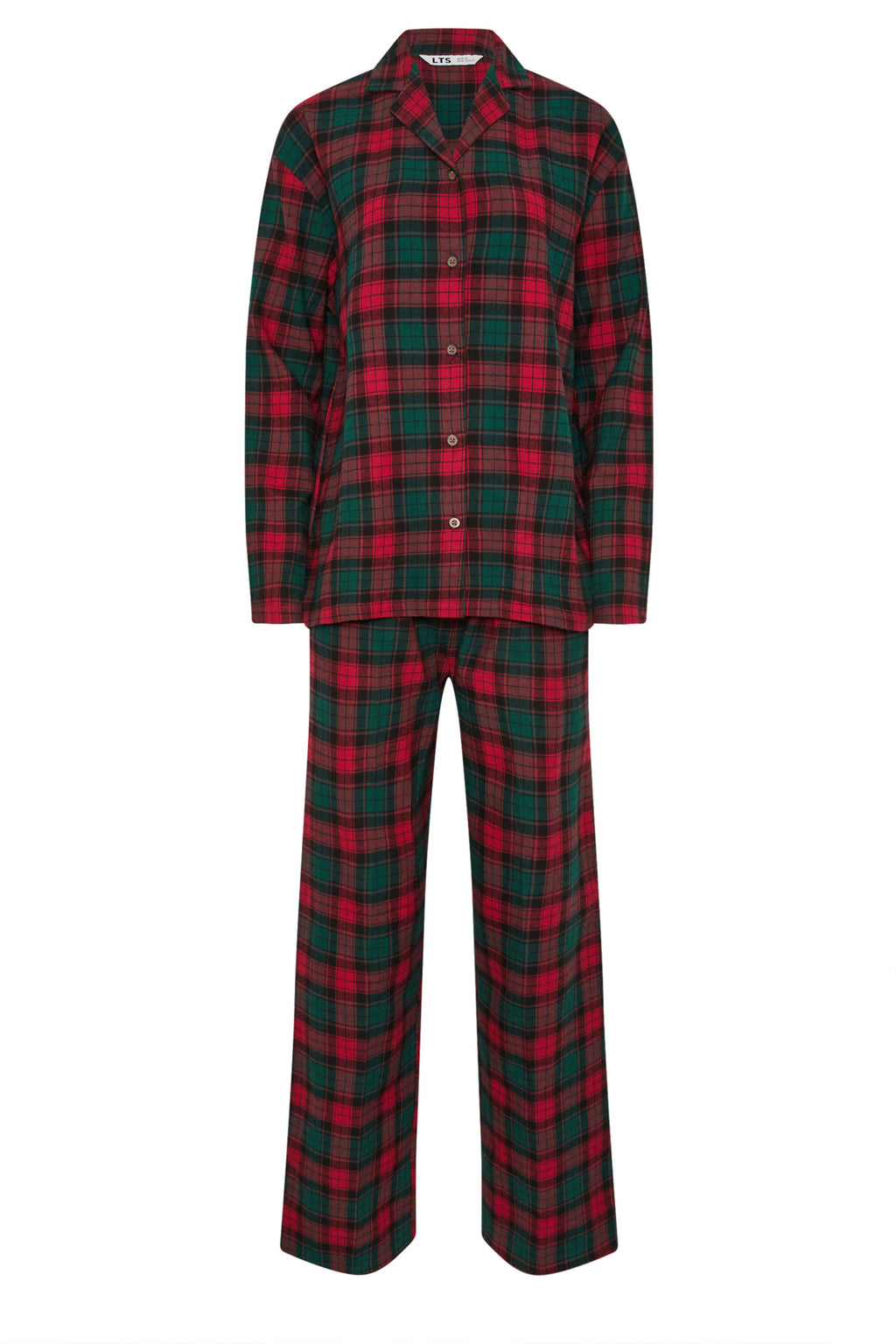  LTS Tall Red & Green Cotton Check Pyjama Set
