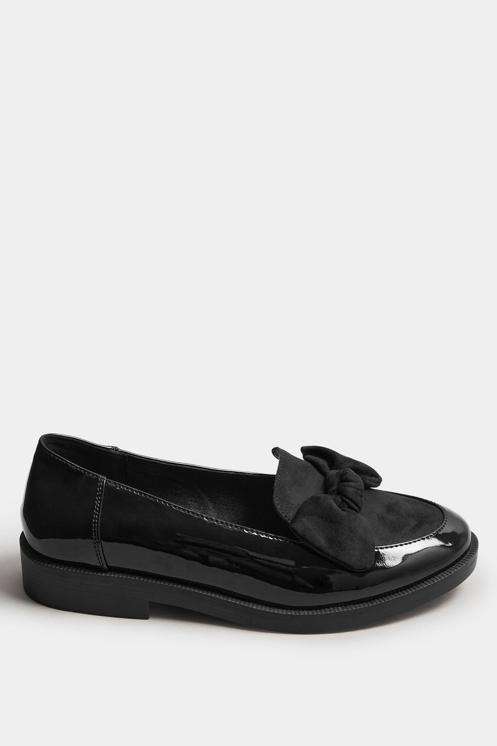  Mocassins Noirs Vernis à Nœud Sur Le Devant, Coupe Extra Large EEE