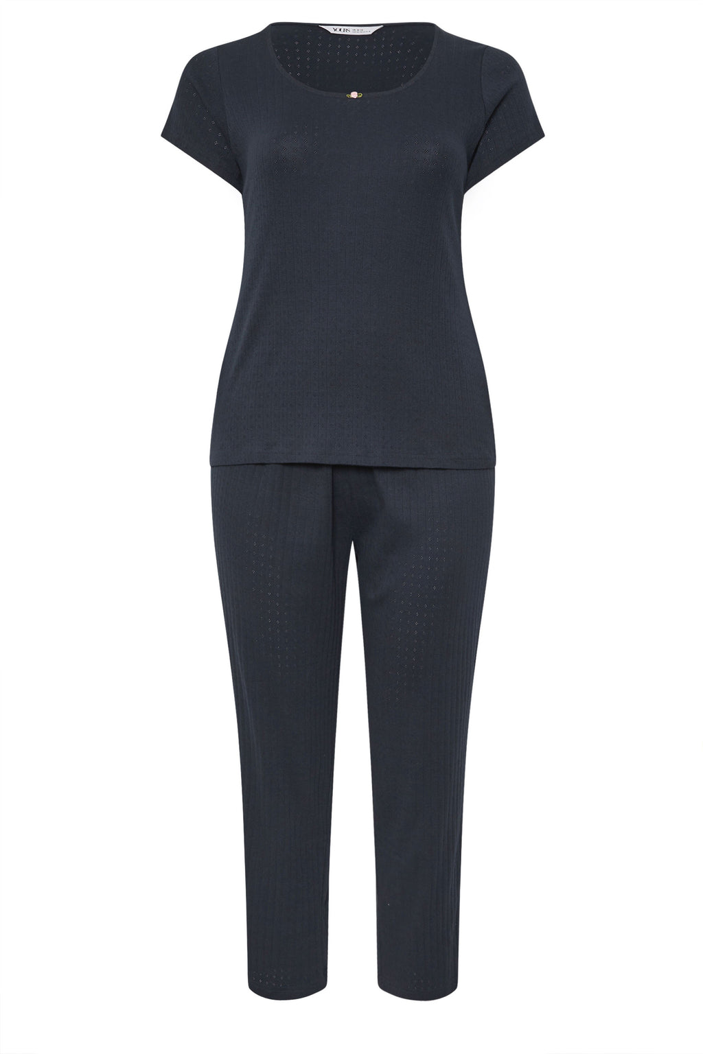  YOURS Curve Ensemble De Pyjama à Jambe Large En Pointelle Bleu Marine