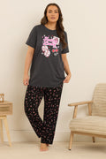  YOURS Curve Ensemble De Pyjama Gris à Jambes Larges Avec Slogan « Feeling Lucky »