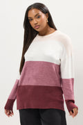  YOURS - Pull Blanc Dégradé Rose Manches Longues