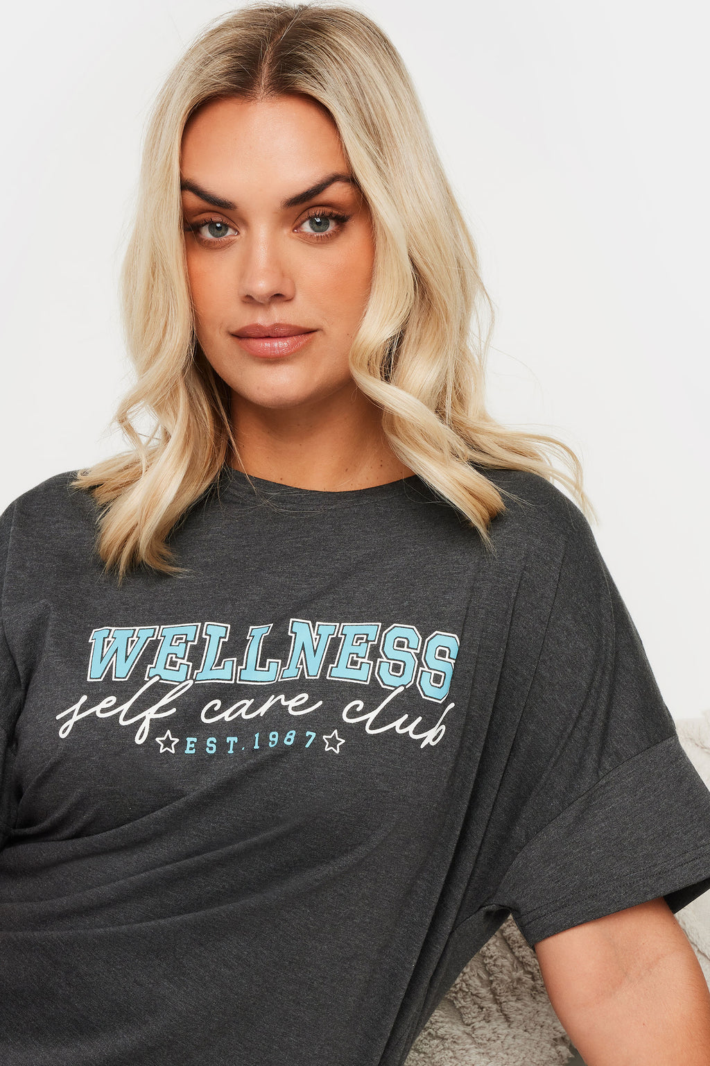  YOURS - Lot De 2 Chemises De Nuit Bleue & Grise 'Wellness' Design Étoiles