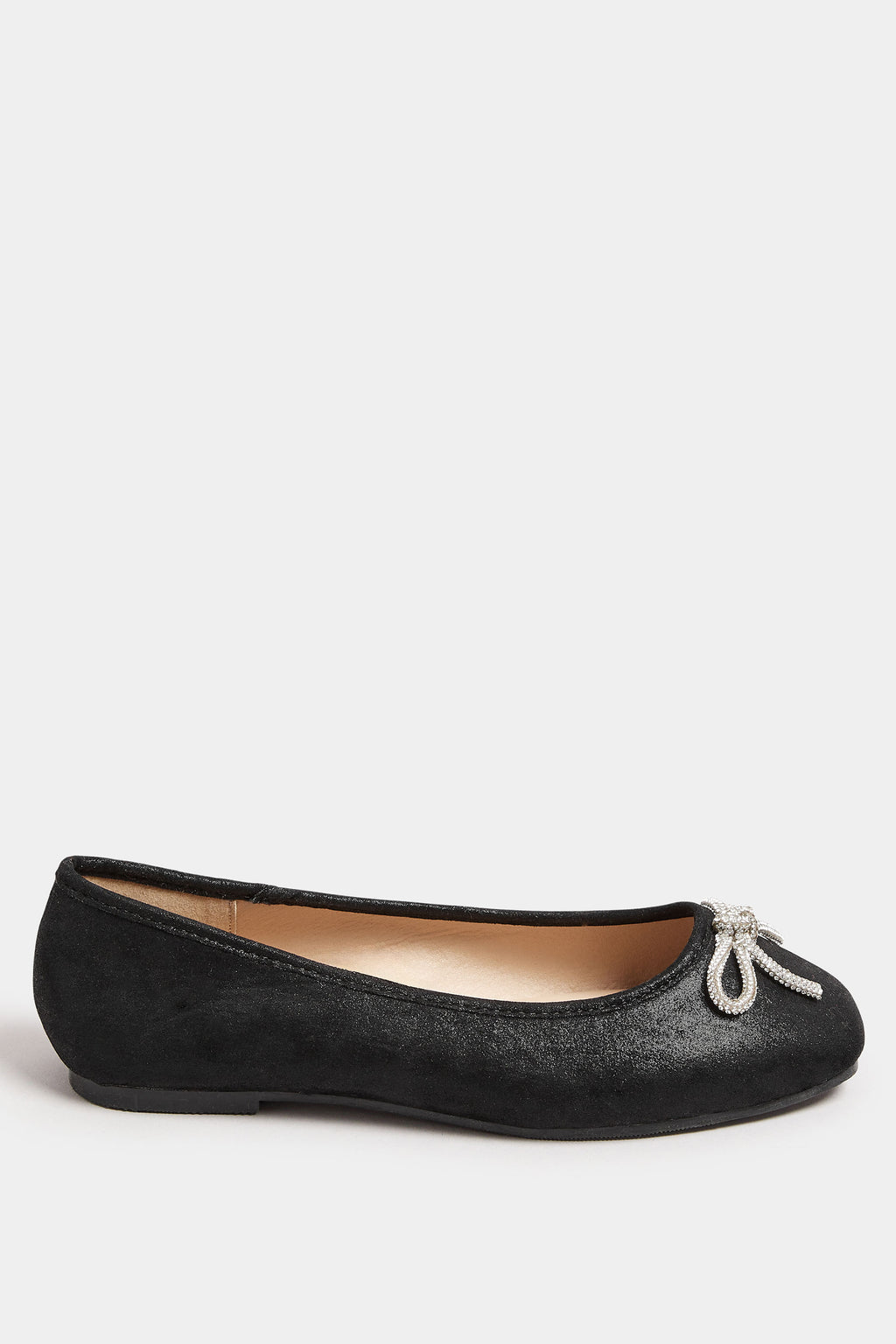  Ballerines Noires Carrées Noeuds à Strass Pieds Extra Larges EEE