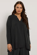  EVANS Curve Black Chiffon Hem Blouse