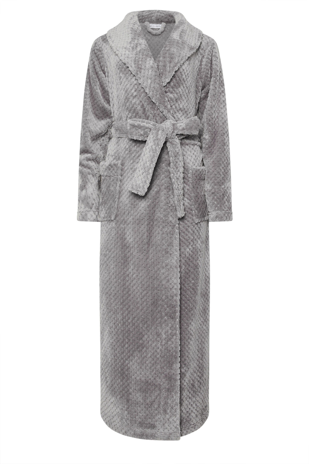  M&Co Grey Textured Shawl Dressing Gown