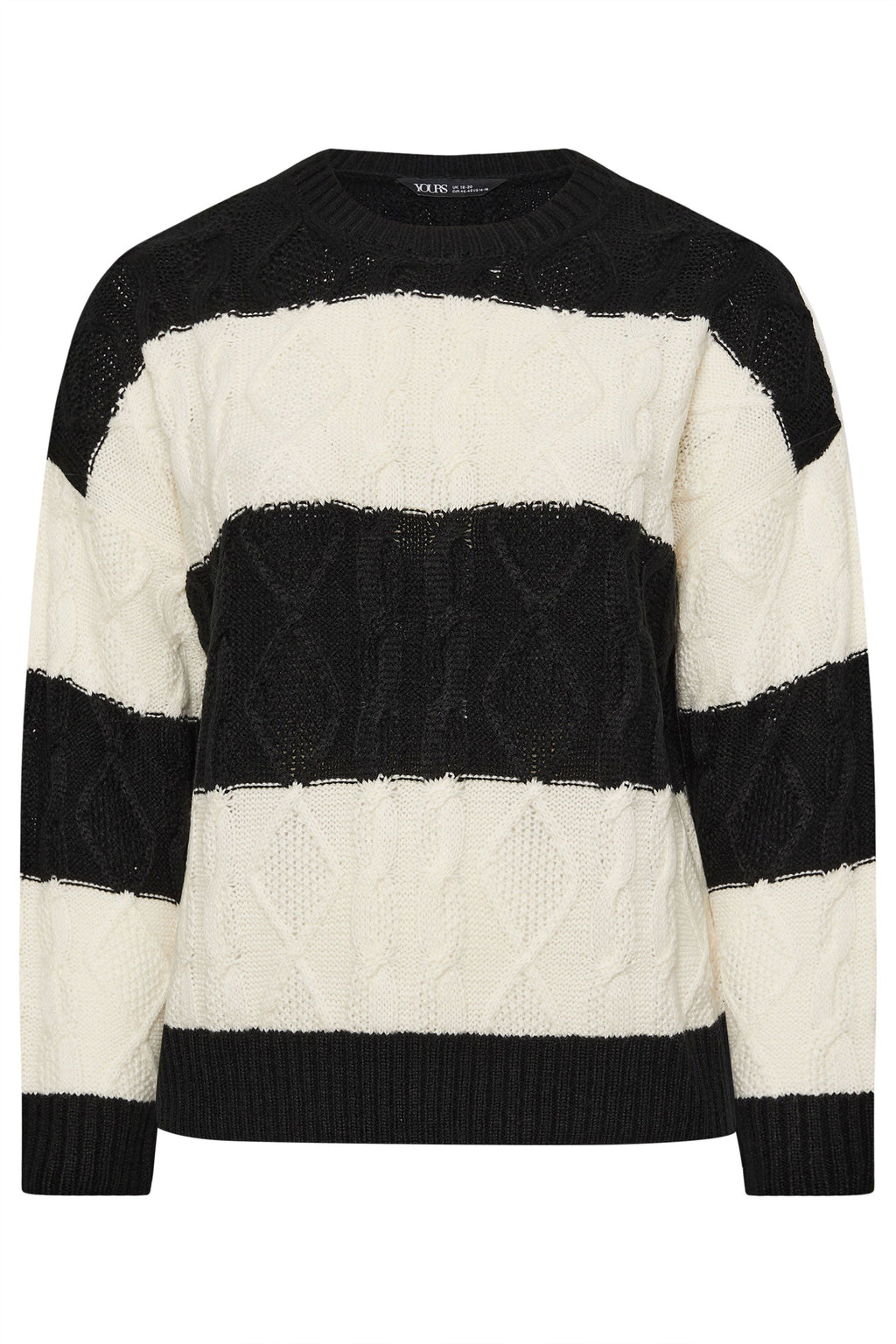  YOURS - Pull Noir & Crème En Maille Design Rayures