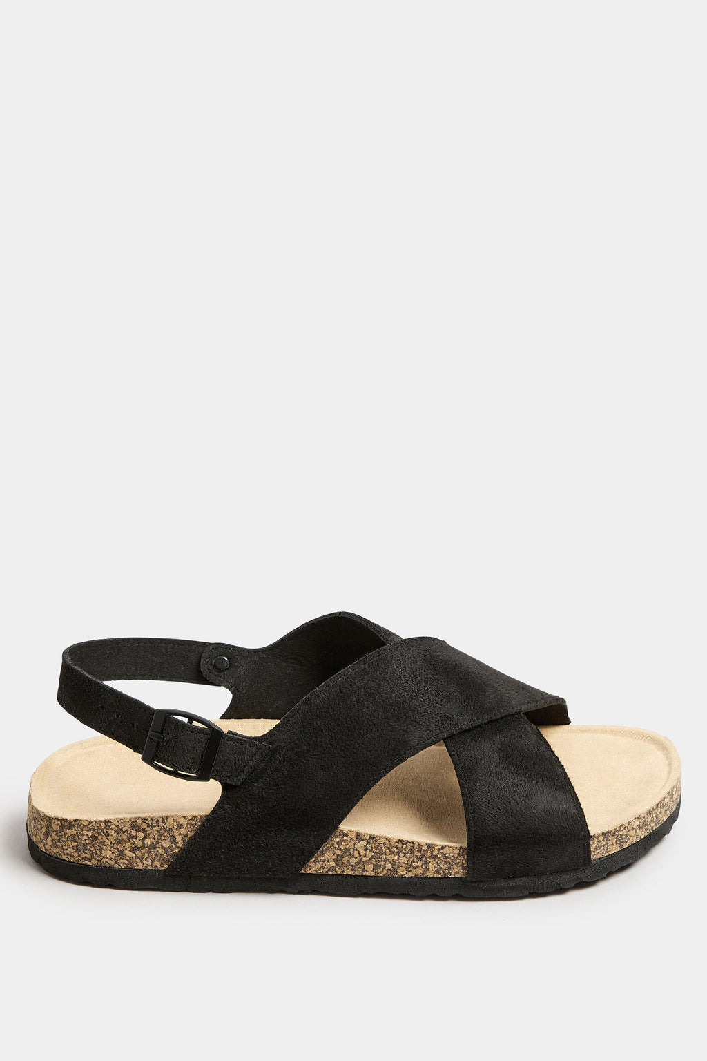  Sandales Noires Design Croisé Pieds Extra Larges EEE