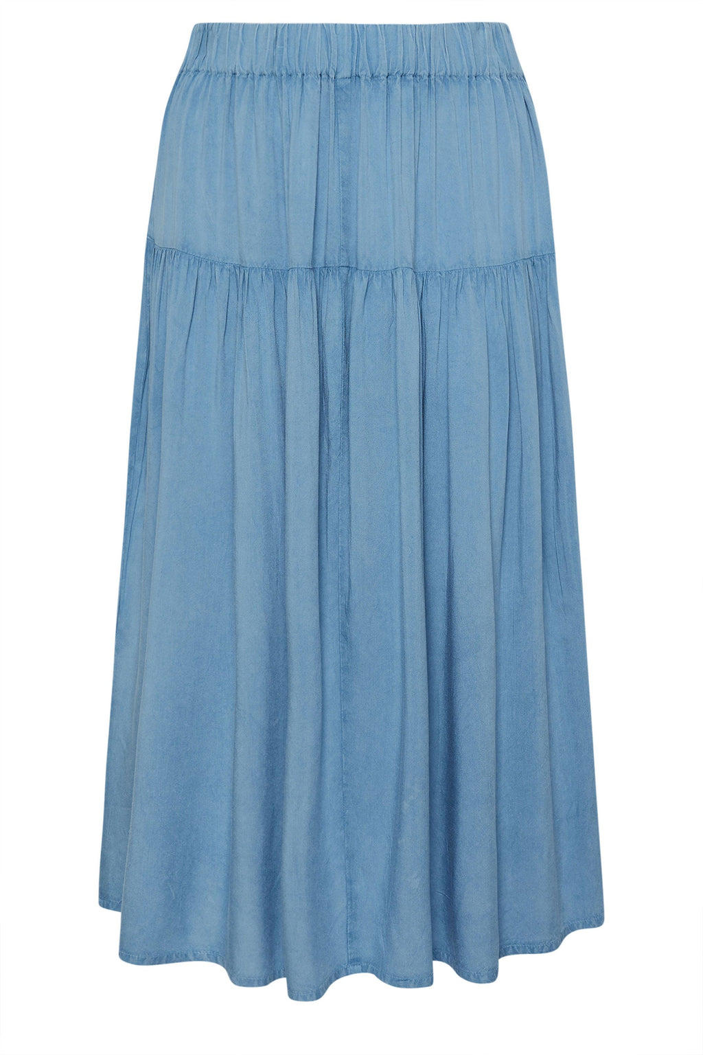  YOURS - Jupe Midi Bleue Smockée Effet Denim