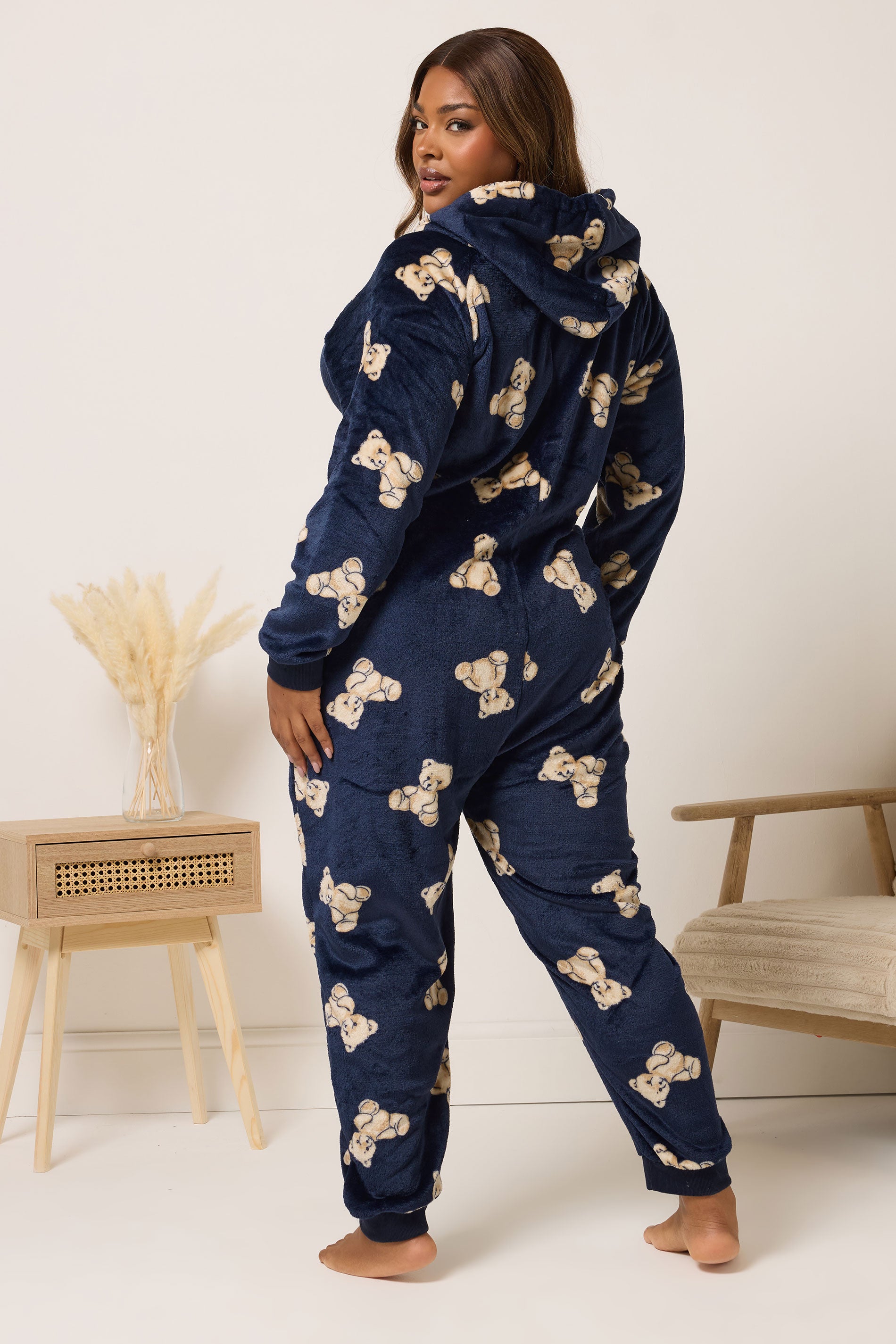  YOURS Curve Combinaison Bleu Marine à Imprimé Ours En Peluche