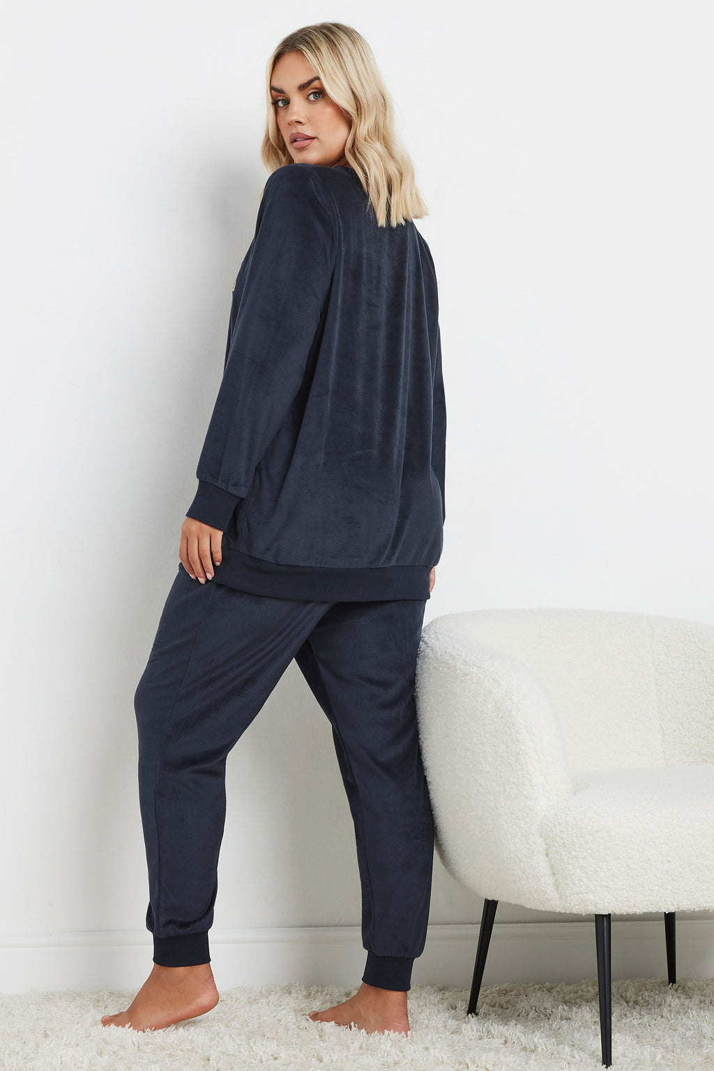  YOURS - Ensemble Loungewear Polaire Bleu Marine 'Time To Chill'