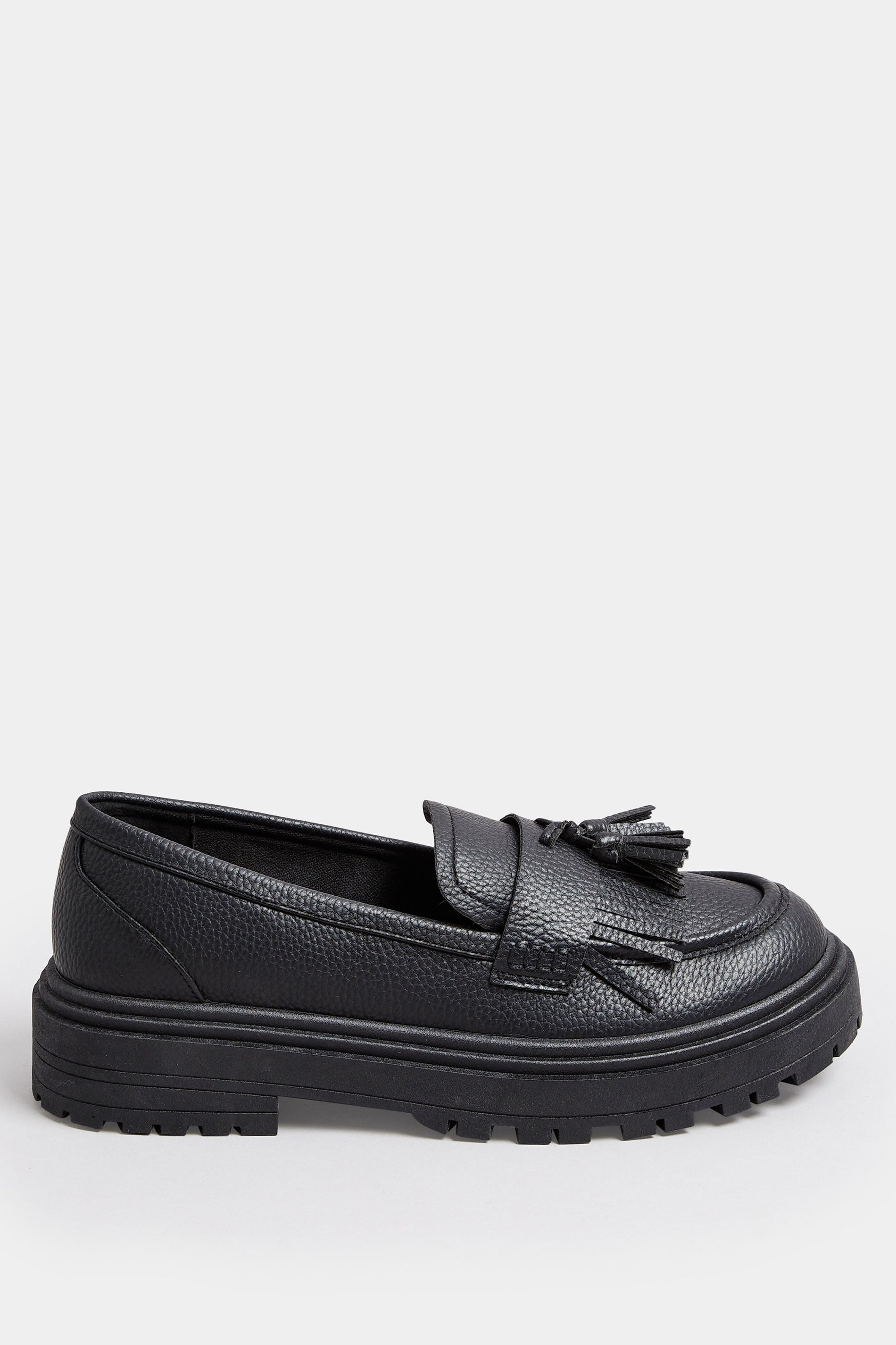  Mocassins Noires Effet Cuir à Pompons Pieds Extra Larges EEE
