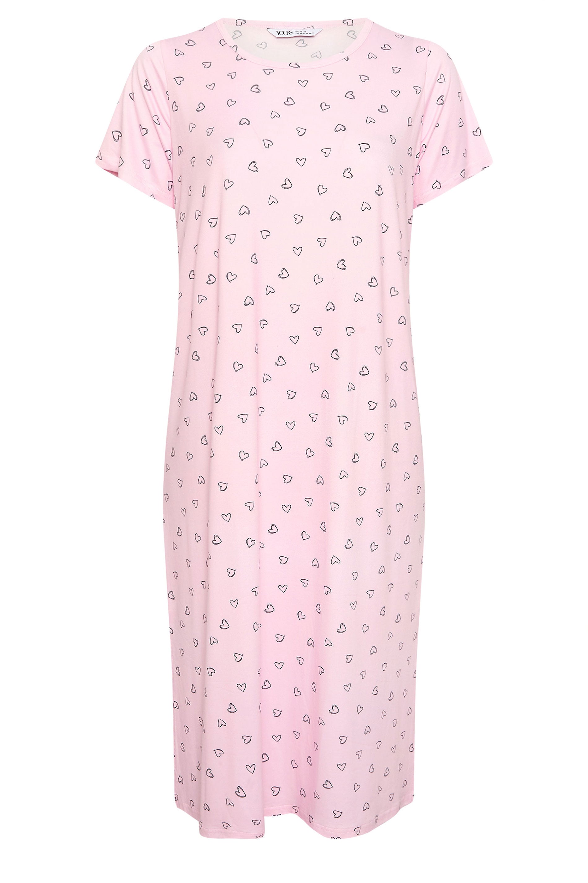  YOURS - Lot De 2 Chemises De Nuit Noire & Rose Coeurs